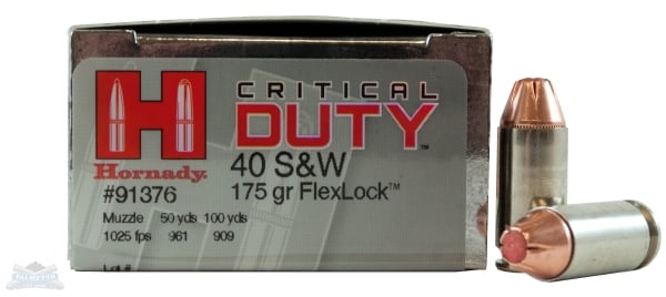 Hornady 40 S&W 175gr FlexLock Critical Duty Ammunition 20rds - 91376