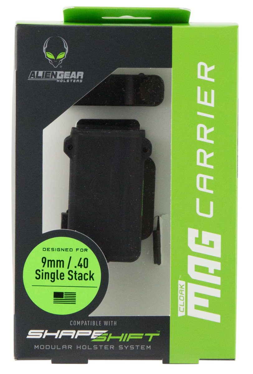 Alien Gear Single Cloak Single Stack 9/40 Single Magazine Holder, Black - CMCS-2 - Alien Gear