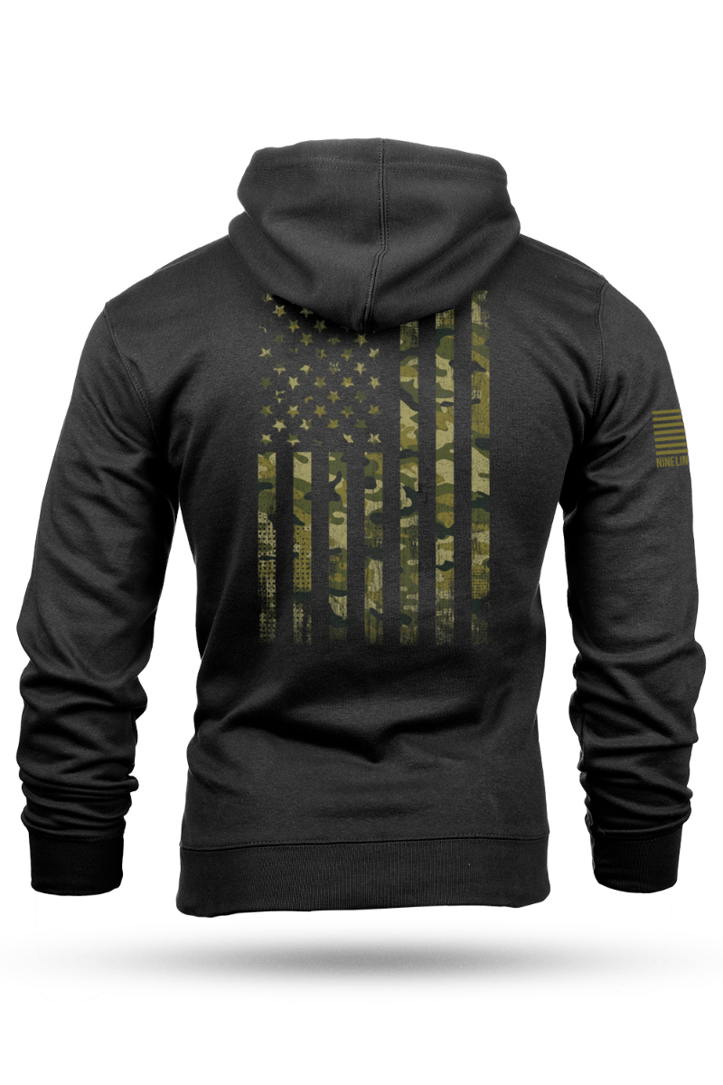 Nine Line America Camo Hoodie, Black - Large