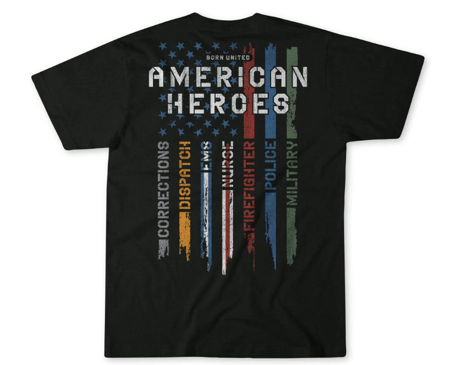 Born United American Heroes T-Shirt, 3X-Large - BU-Heroes-3X
