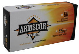 Armscor 45 Auto/ACP 230gr FMJ Ammunition 50rds - FAC45-12N - Armscor