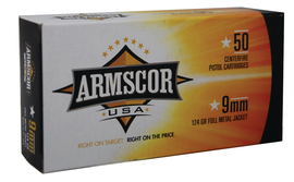 Armscor 9mm Ammo 124 Grain FMJ 50rds - FAC9-4 - Armscor