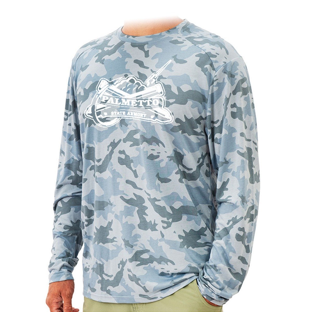 PSA Fishing Men's Bamboo Lightweight Long Sleeve, Water Camo - Large