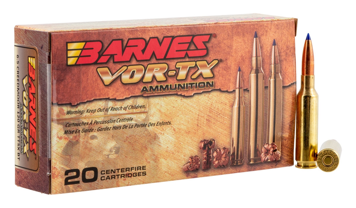 Barnes Bullets VOR-TX 120 gr Tipped TSX Boat Tail 6.5 Crd Ammo, 20/box - 30815 - Barnes
