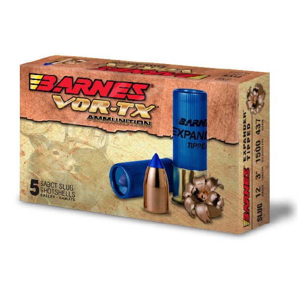 Barnes VOR-TX 437 gr Expander Tipped 3" 12 Gauge Slug, 5 Rounds - 20737 - Barnes