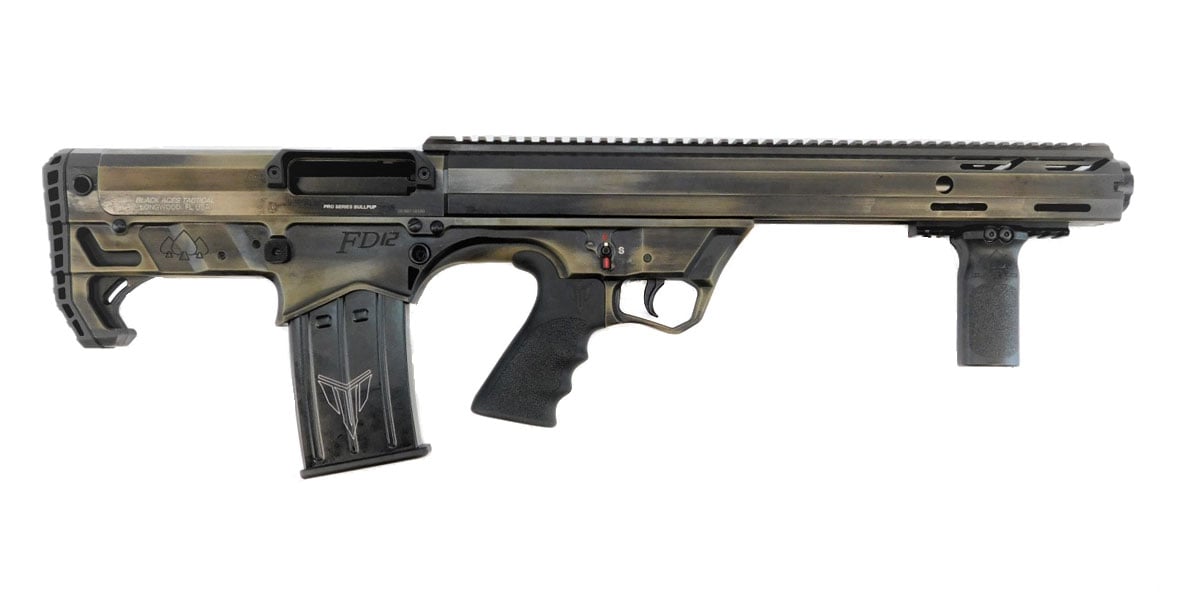 Black Aces Tactical Bullpup Pump Action 12 Gauge Shotgun, Distressed FDE - BATBPPDFDE - Black Aces Tactical
