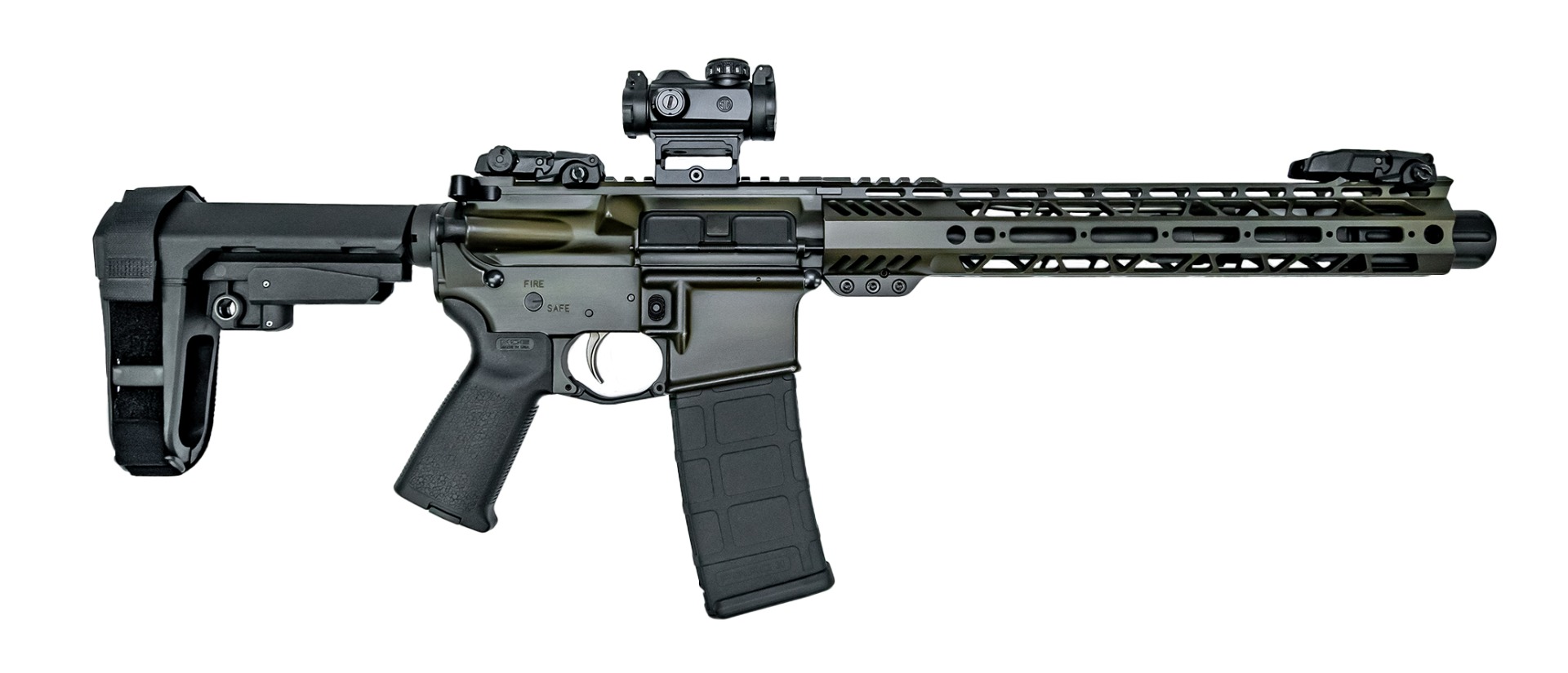 PSA Custom 10.5" Carbine-Length 5.56 Nato 1/7 Phosphate 12" MLok Moe SBA3 Pistol W/ Romeo MSR, Dark Green - Psa Custom