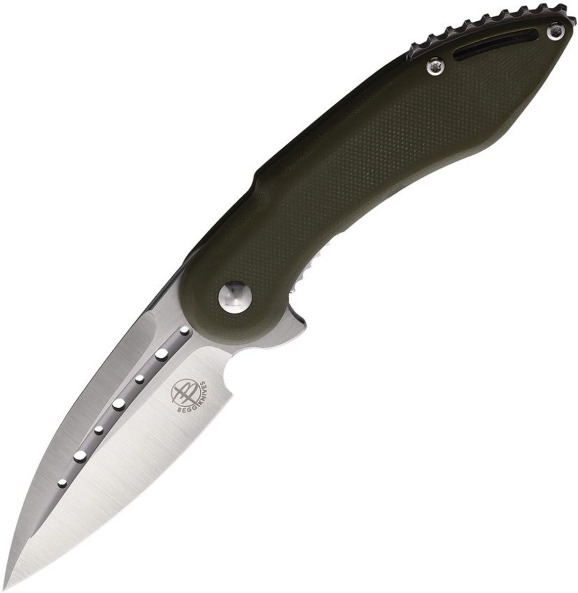 Begg Knives Mini Glimpse Folding Drop Point Knife, OD Green - BG006 - Begg Knives