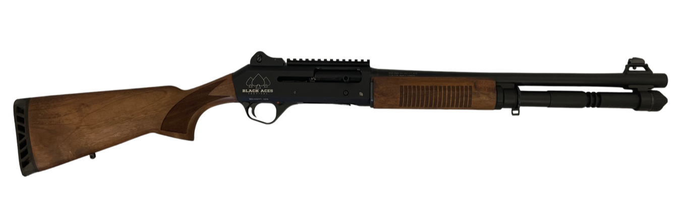 Black Aces Tactical Pro S4 12 Gauge Shotgun Semi-Auto 18.5", Walnut Furniture/Black - BATS4BW