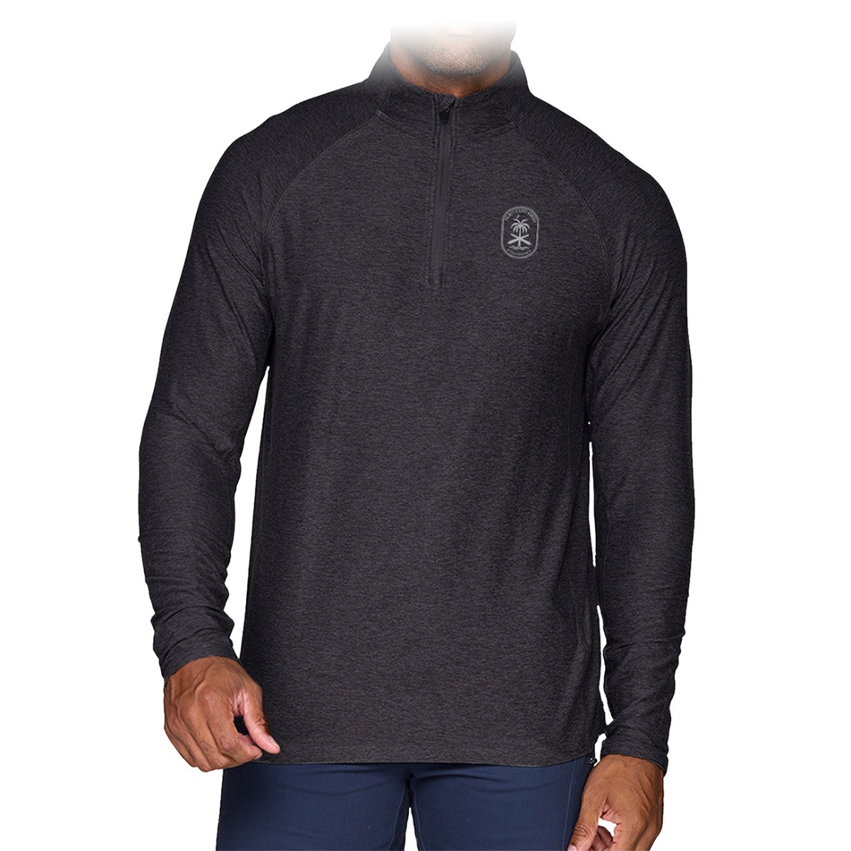 PSA "Palm Tree" 1/4 Zip, Black - Small