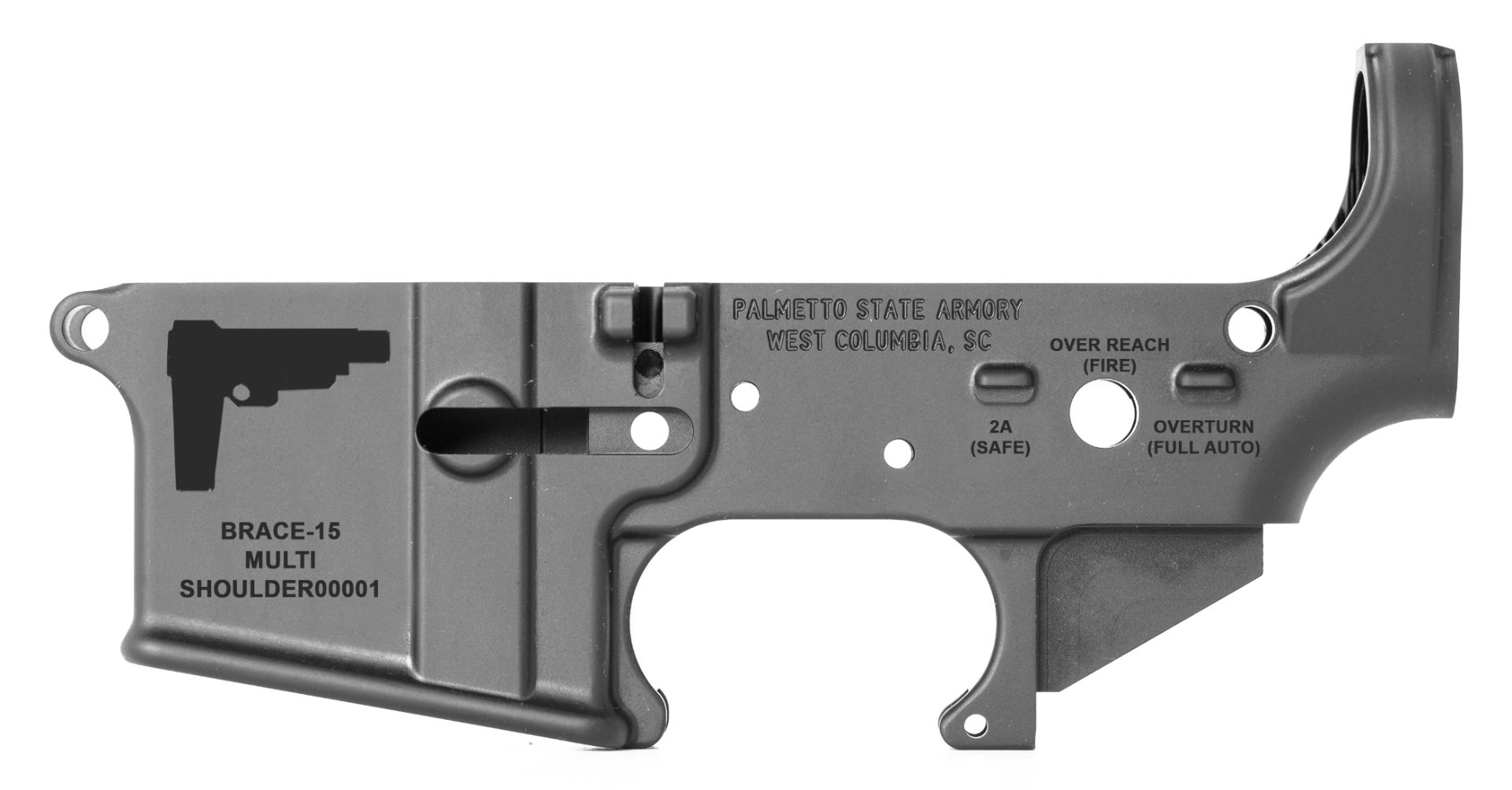 BLEM PSA AR-15 Lower Receiver - BRACE-15, Multi Caliber - Palmetto State Armory