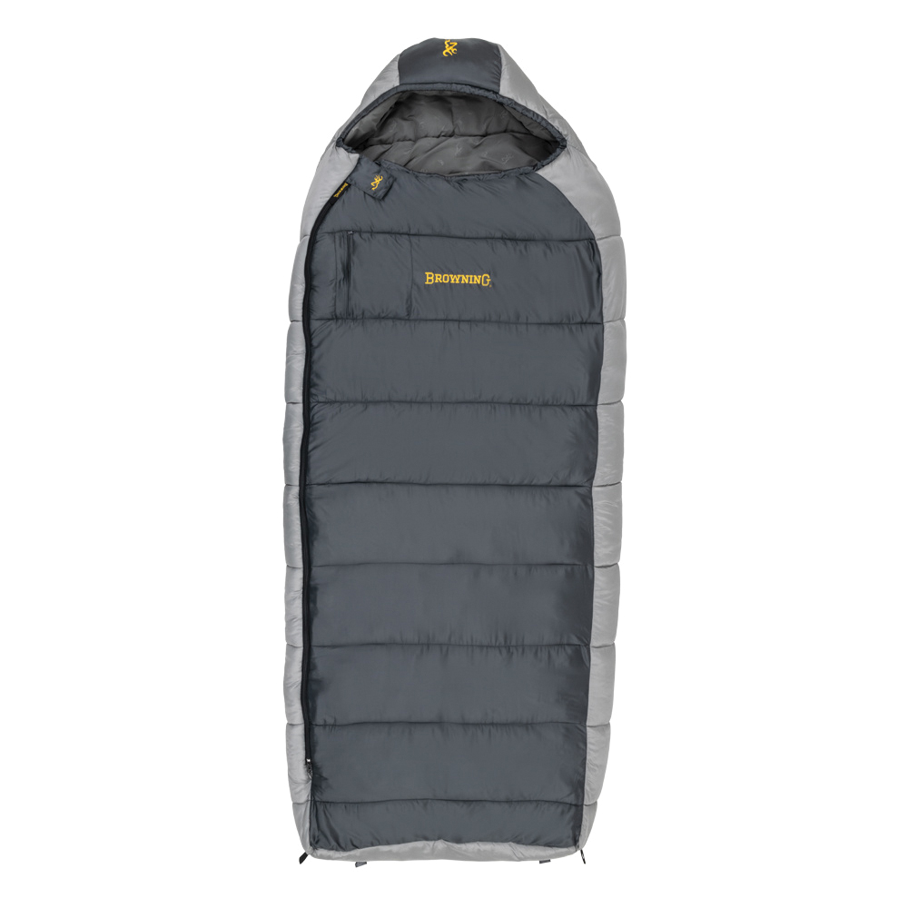 Browning McKinley -30 deg 90" x 36" 160 oz Sleeping Bag, Charcoal/Gray - Browning