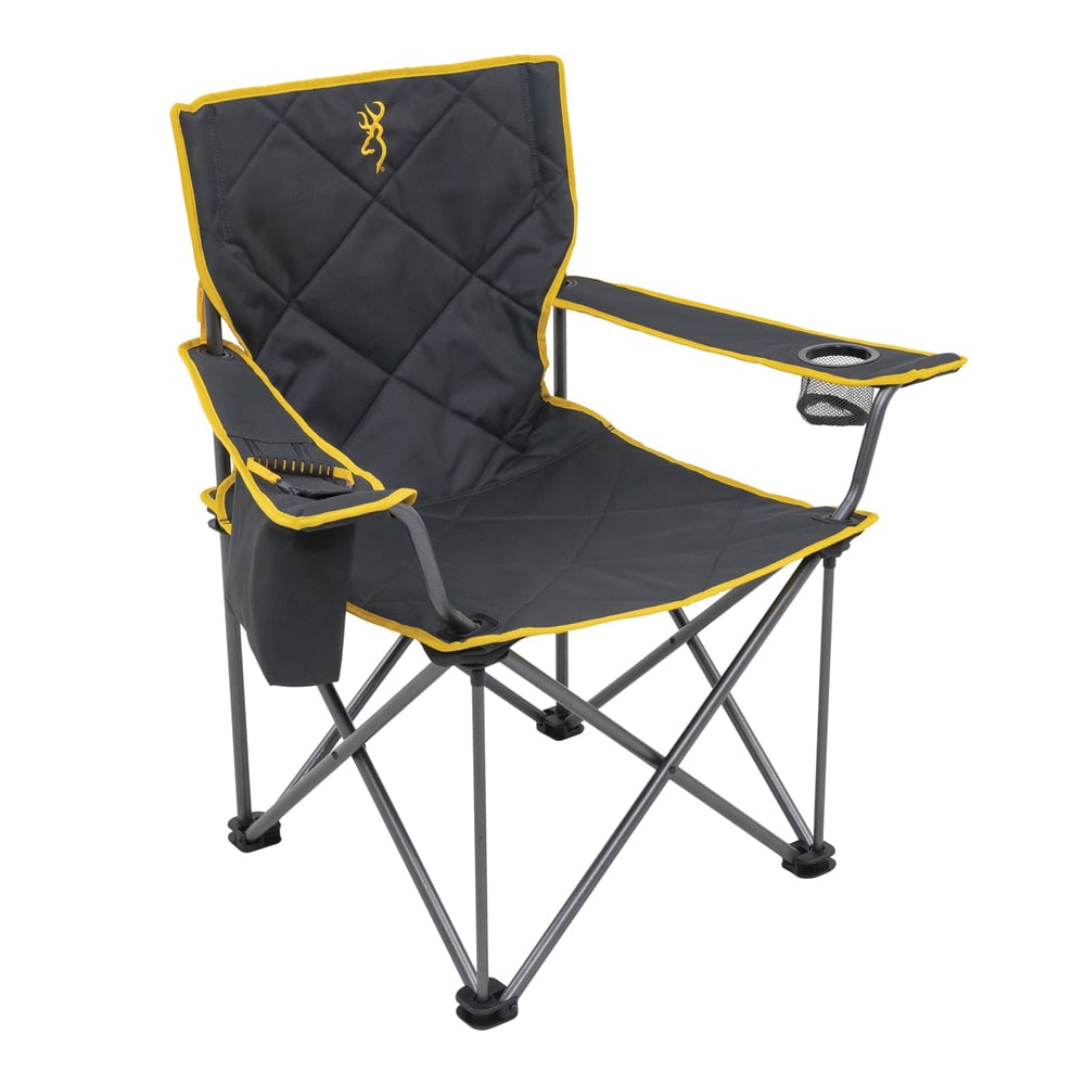 Browning King Kong 20" x 40" x 8" Camp Chair w/Cooler, Black/Gold 800 lb - Browning