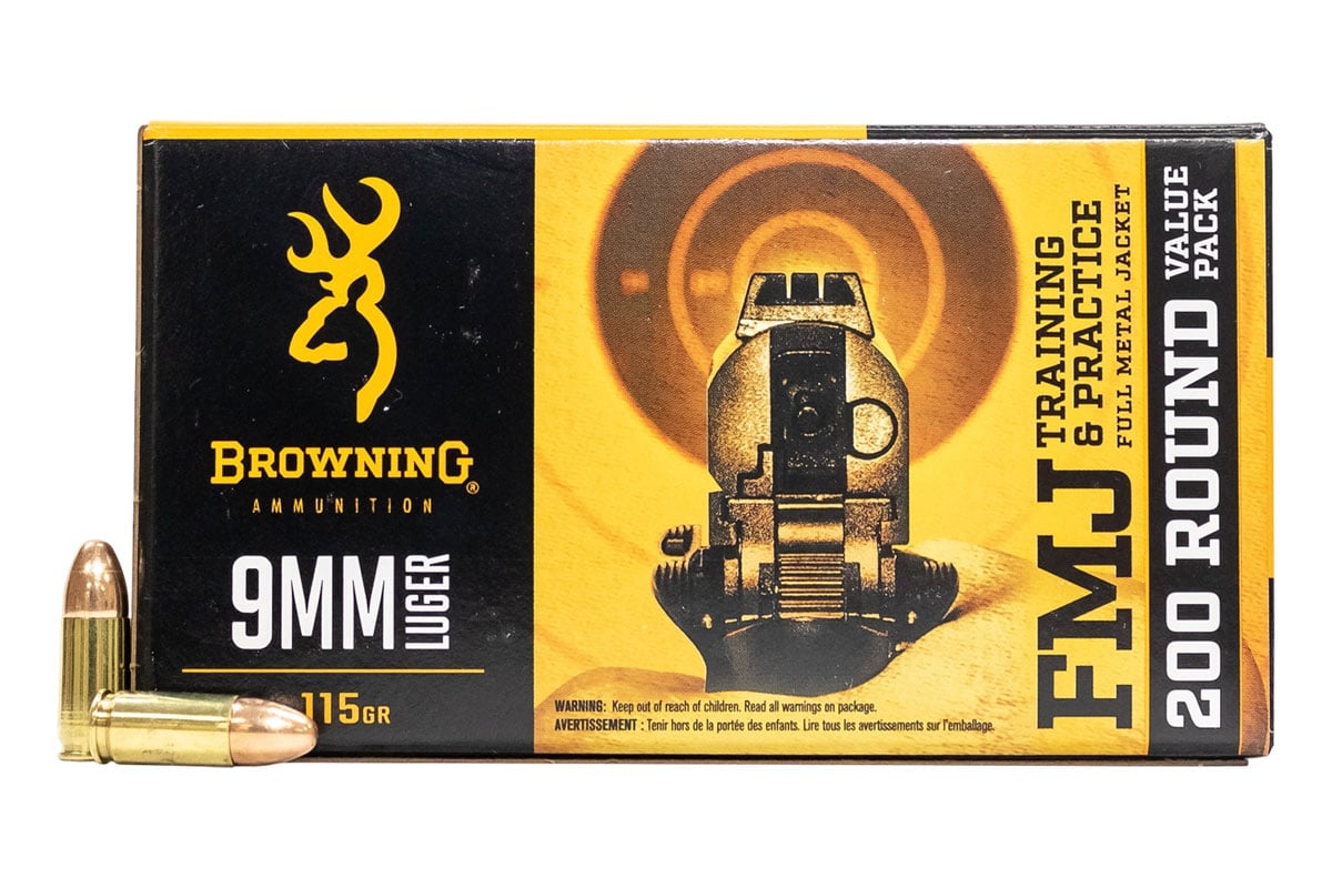 Browning 115 gr FMJ 9mm Ammunition 200 Rounds - B191800096 - Browning