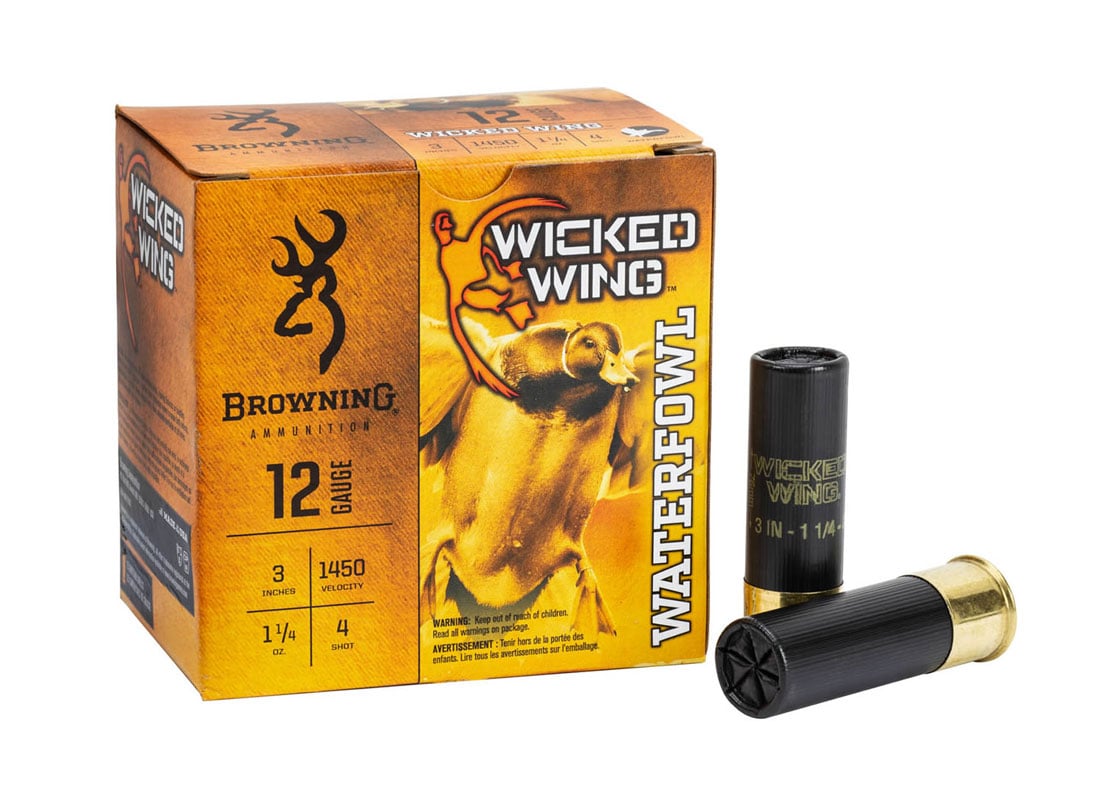 Browning Wicked Wing 3" #4 Shot 1 1/4 oz 12 Gauge Ammunition, 25 Rounds - B193421234 - Browning