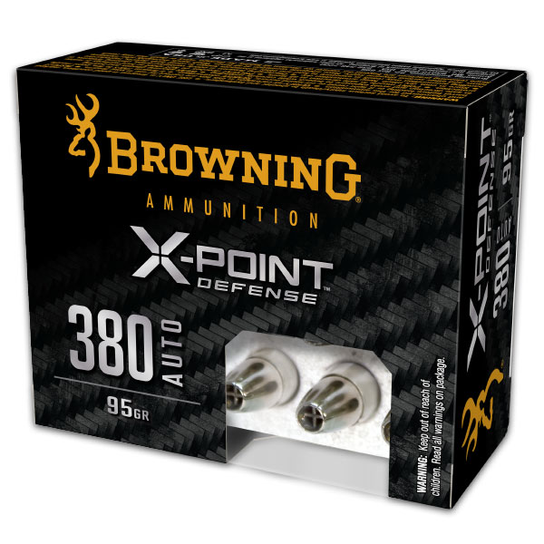 Browning X-Point Defense 95 gr 380 ACP Ammunition, 20 Rounds - B191703802 - Browning