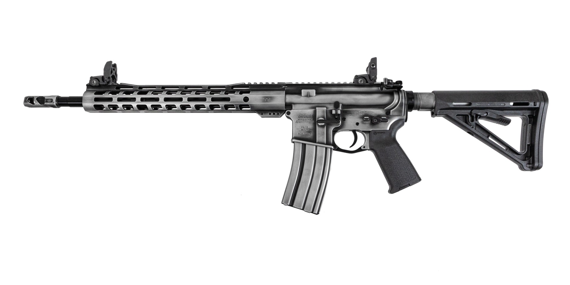 PSA Custom 5.56 NATO 16" Nitride 13.5" MLOK MOE Rifle w/ Curved Bow FCG- Brushed Antique - Psa Custom
