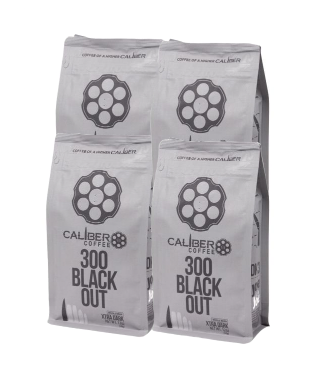 Caliber Coffee 300 Black Out Extra Dark Roast, 12oz bag, Whole Bean, 3lbs Bundle (4 bags)