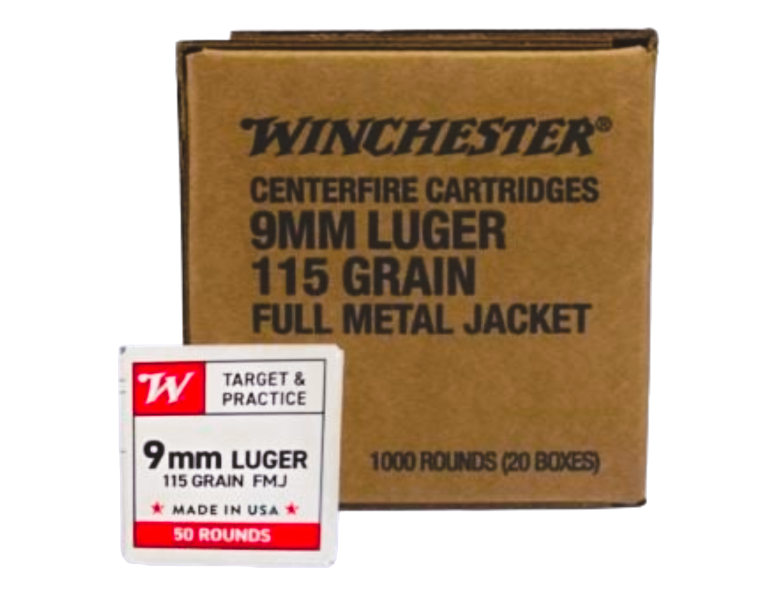 1,000 Rounds Of Winchester USA 9mm FMJ 115 Grain Ammo