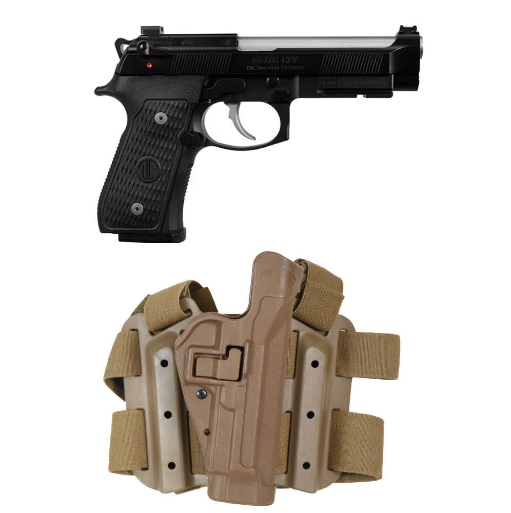 Beretta 92G Elite Langdon Tactical 9mm Pistol & Blackhawk Serpa Level 2 Tactical RH Holster