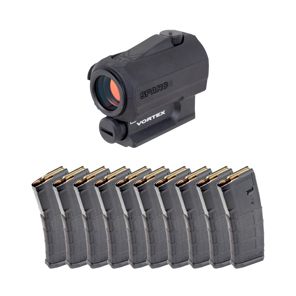Vortex Sparc AR 2 MOA Red Dot & 10 Magpul 30rd PMAGs