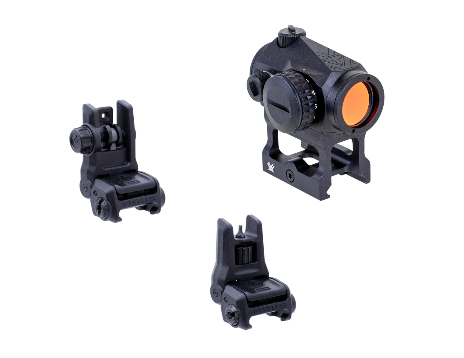 Vortex Crossfire Red Dot & Magpul MBUS GEN 3 Folding Front & Rear Sight Set, Black