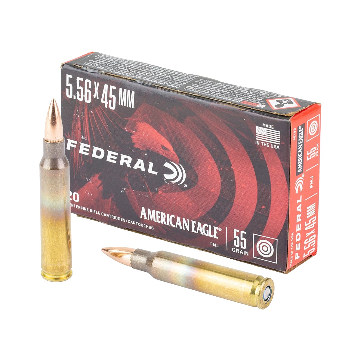 500 Rounds of Federal American Eagle 5.56x45mm FMJ 55 Grain Ammo