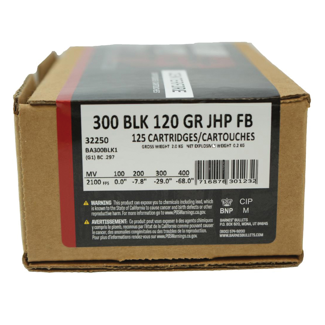 Barnes .300 AAC Blackout 120 gr HPFB 125rds - Barnes