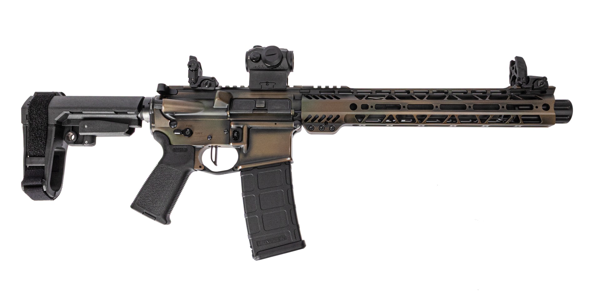 PSA Custom 30 0Blackout 10.5" 1/7 Pistol W/PSA Custom Flatbow FCG, Mbus Sights, Romeo 5, Spray Can Camo - Psa Custom