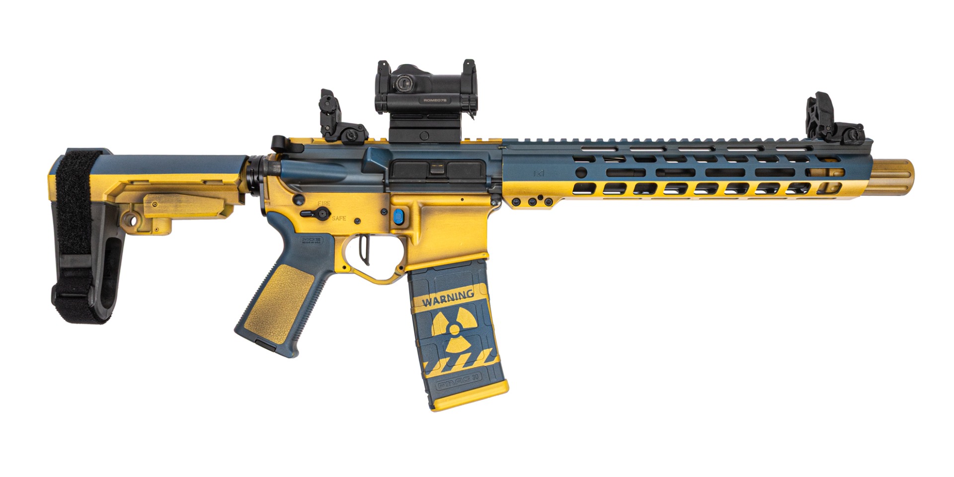 PSA Custom .300 Blackout 10.5" Nitride Pistol W/ PSA Custom Flatbow FCG, Mbus sights, Romeo 7, Wasteland