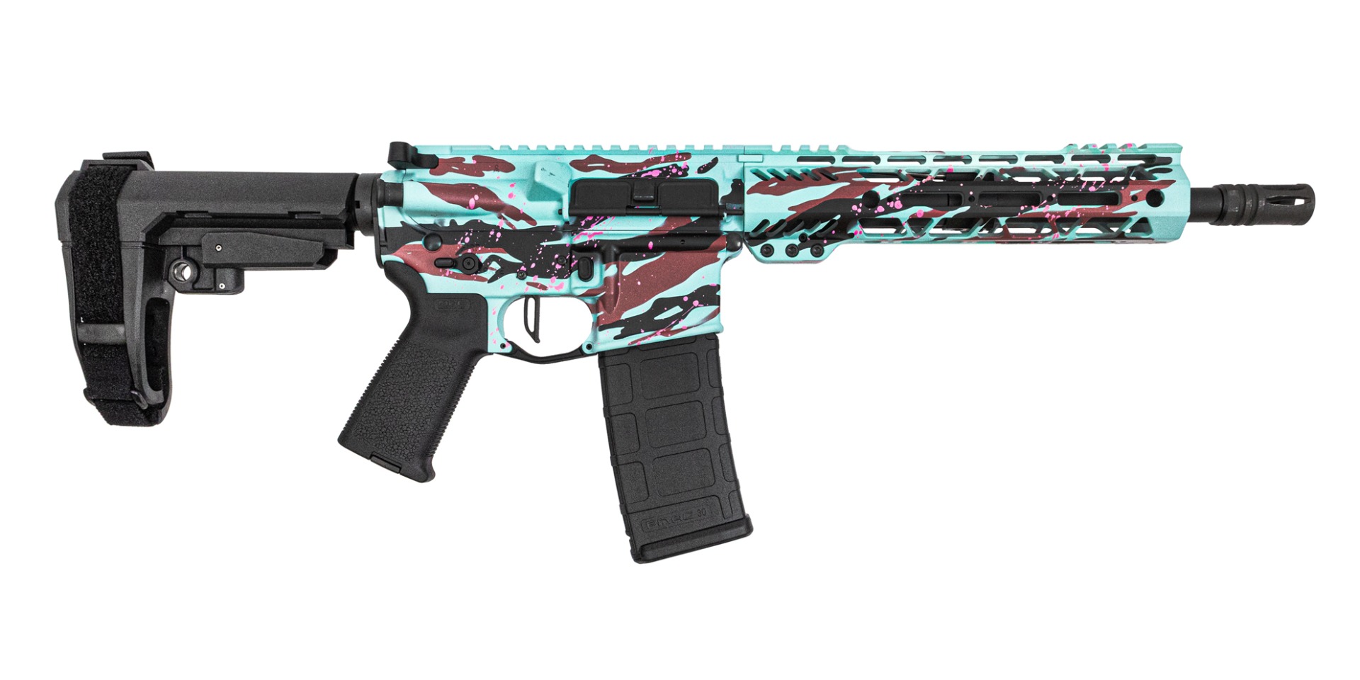 PSA Custom 10.5" 300AAC 1/8 PHOSPHATE 9" Pistol W/ PSA Custom 3.5lb Flatbow FCG - Miami Vibe - Psa Custom