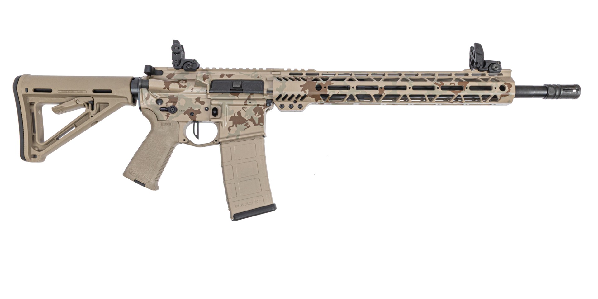 PSA Custom 16" Pistol-Length 300AAC Blackout Nitride Rifle W/ PSA Custom Flatbow FCG - Desert Rock