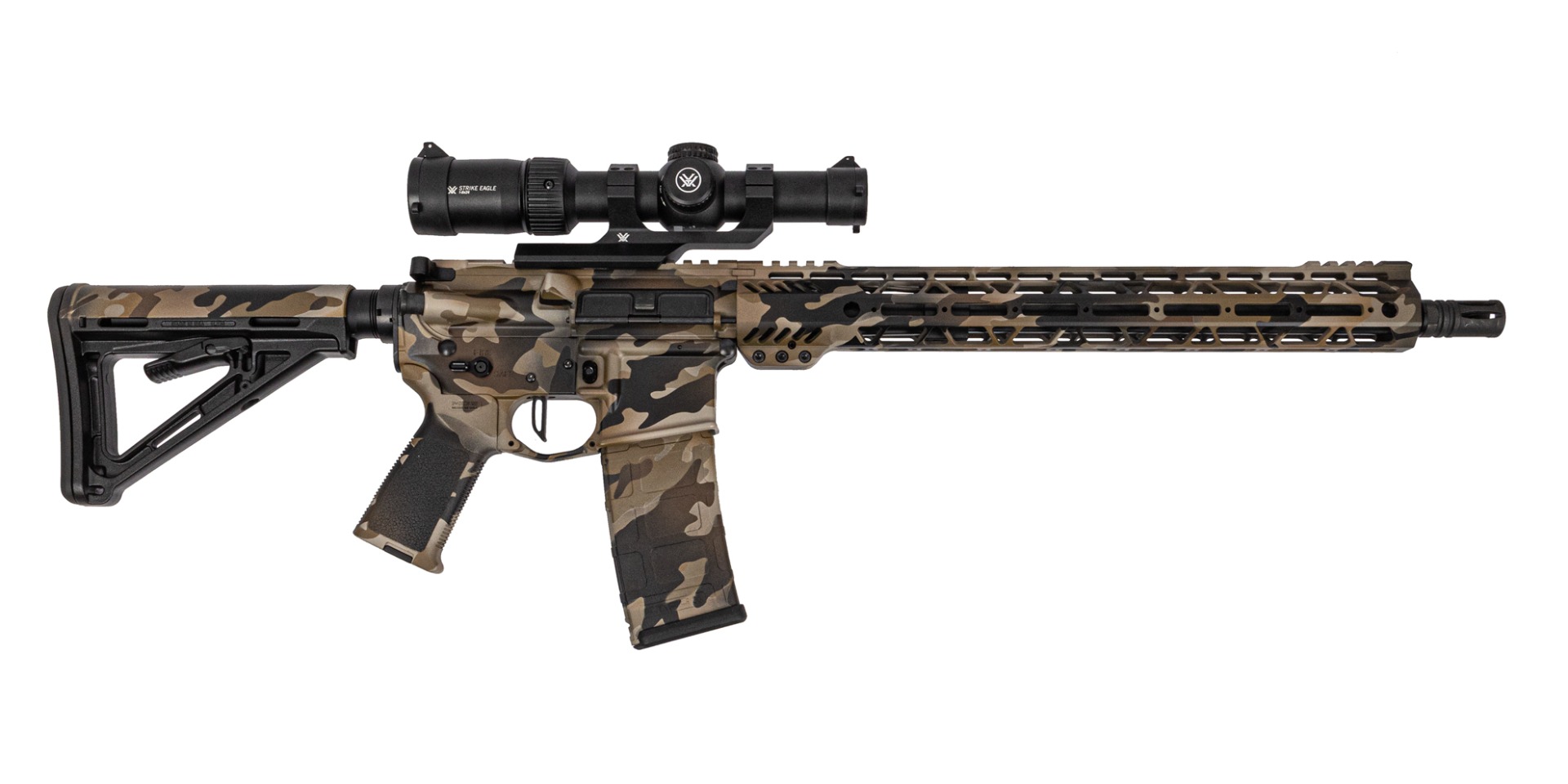 PSA Custom 16" PL 300AAC Nit 15" Mlok Rifle W/ Vortex Strike Eagle 1-6x24, 3.5lb Flatbow FCG - Hollow Bottom Camo - Psa Custom