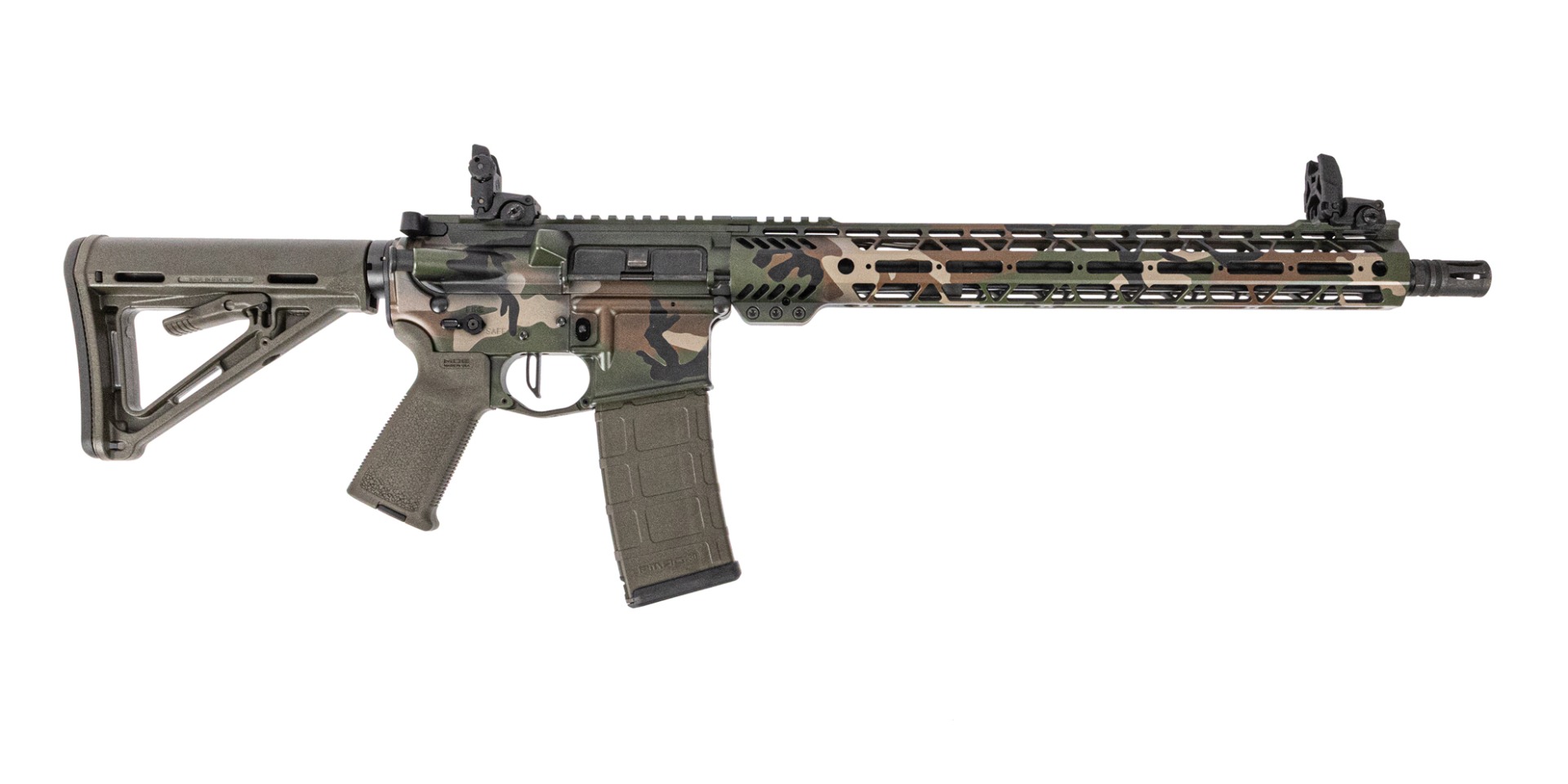 PSA Custom 16" 300AAC 1/8 Nit Rifle W/ PSA Custom Flatbow FCG - Woodland Camo Green - Psa Custom