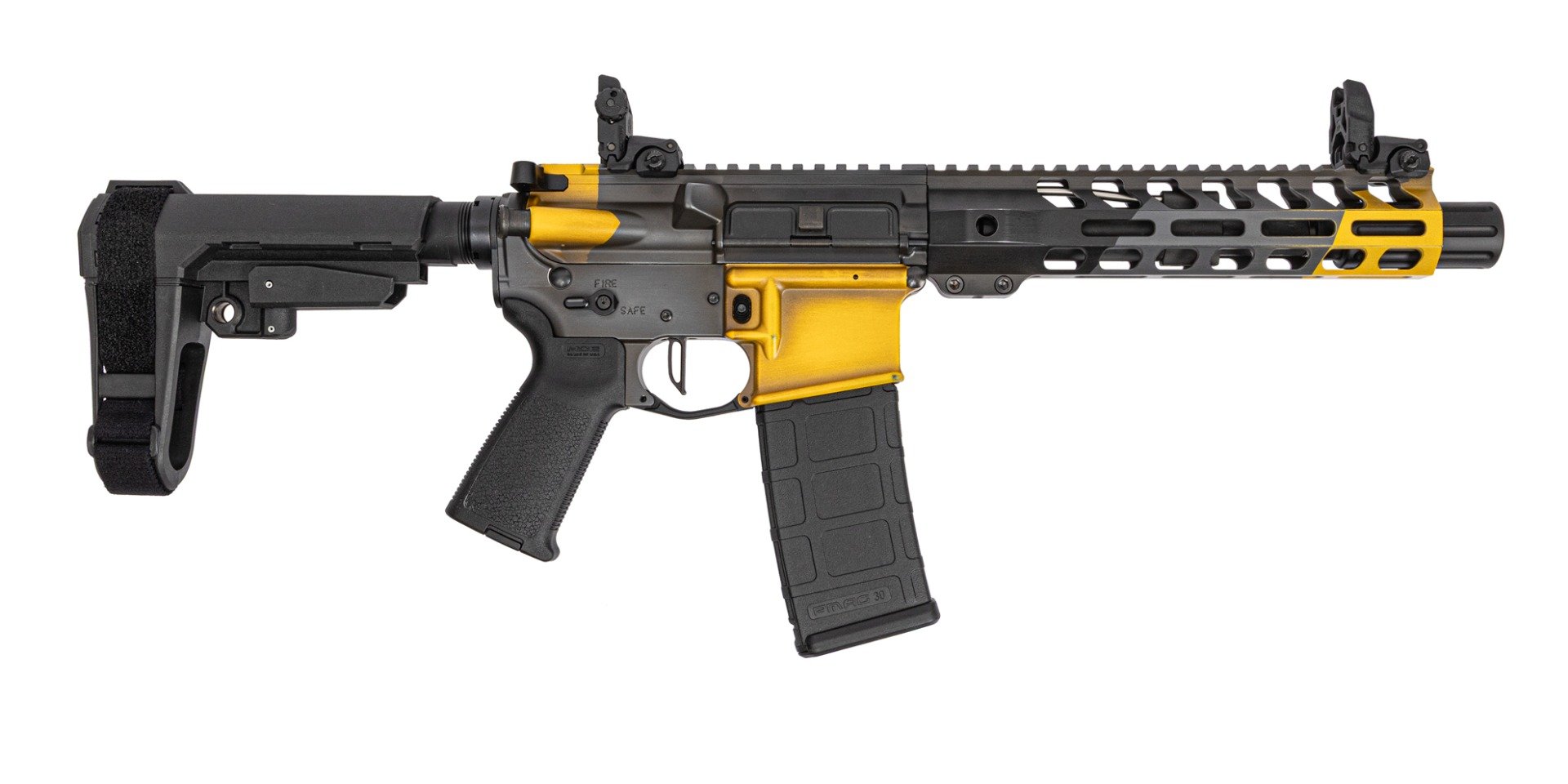 PSA Custom 7.5" 300AAC Blackout Pistol W/ 9" Mlok rail, Flash Can, PSA Custom Flatbow FCG, Magpul Mbus Sights, Urban Striker