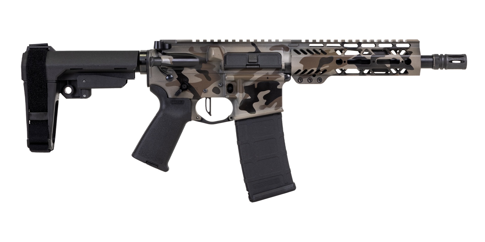 PSA Custom 8.5" PL 300AAC 1/7 Nitride 7" M-Lok Pistol W/ PSA Custom 3.5lb Flat FCG, Coyote Woodland - Psa Custom