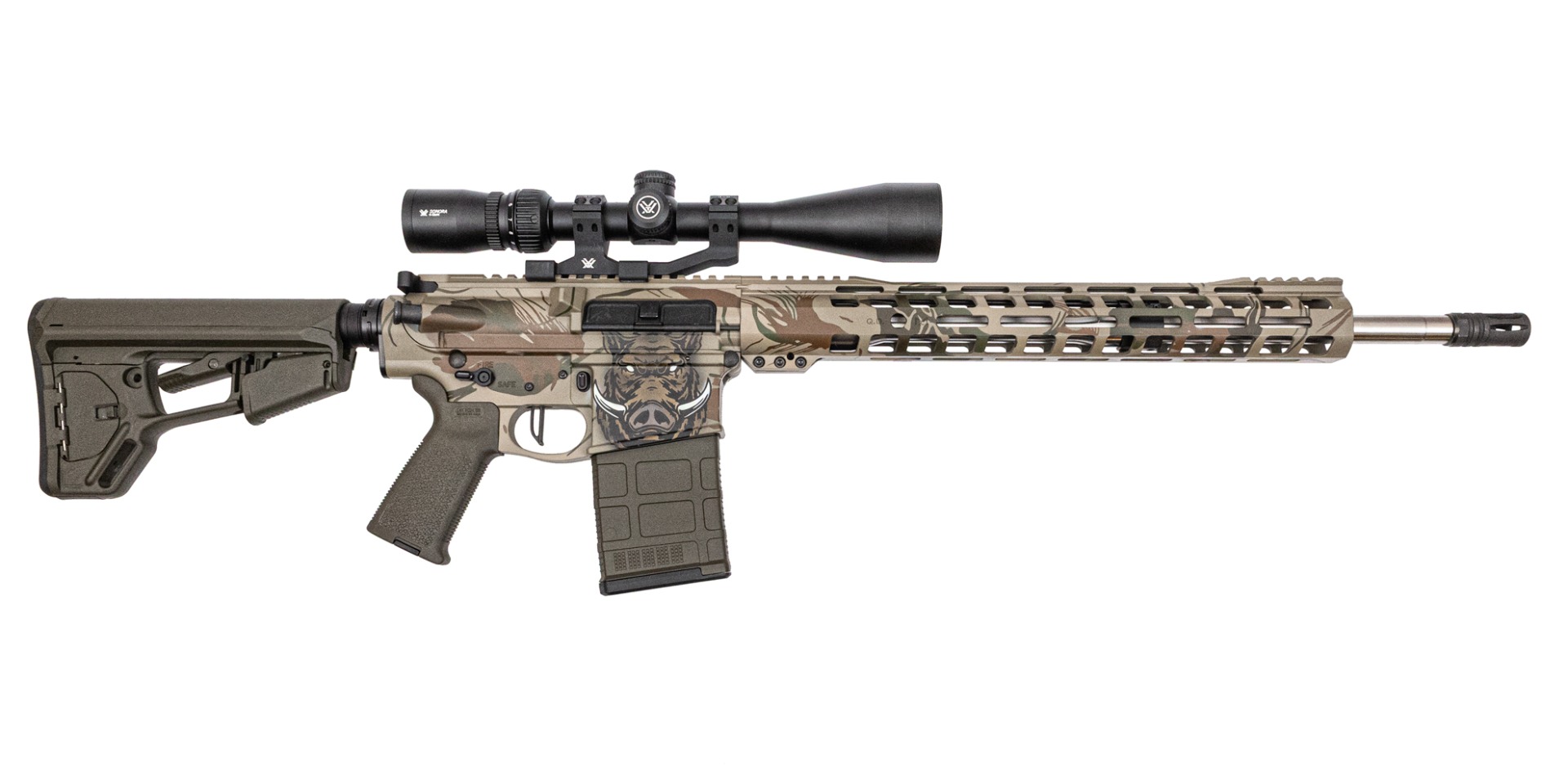 PSAC Gen3 PA10 18" Mid-Lgth .308 1:10 SS 115" LtWt MLOK Rifle, 3.5lb Flat, w/ Vortex - Bushwacker - Psa Custom