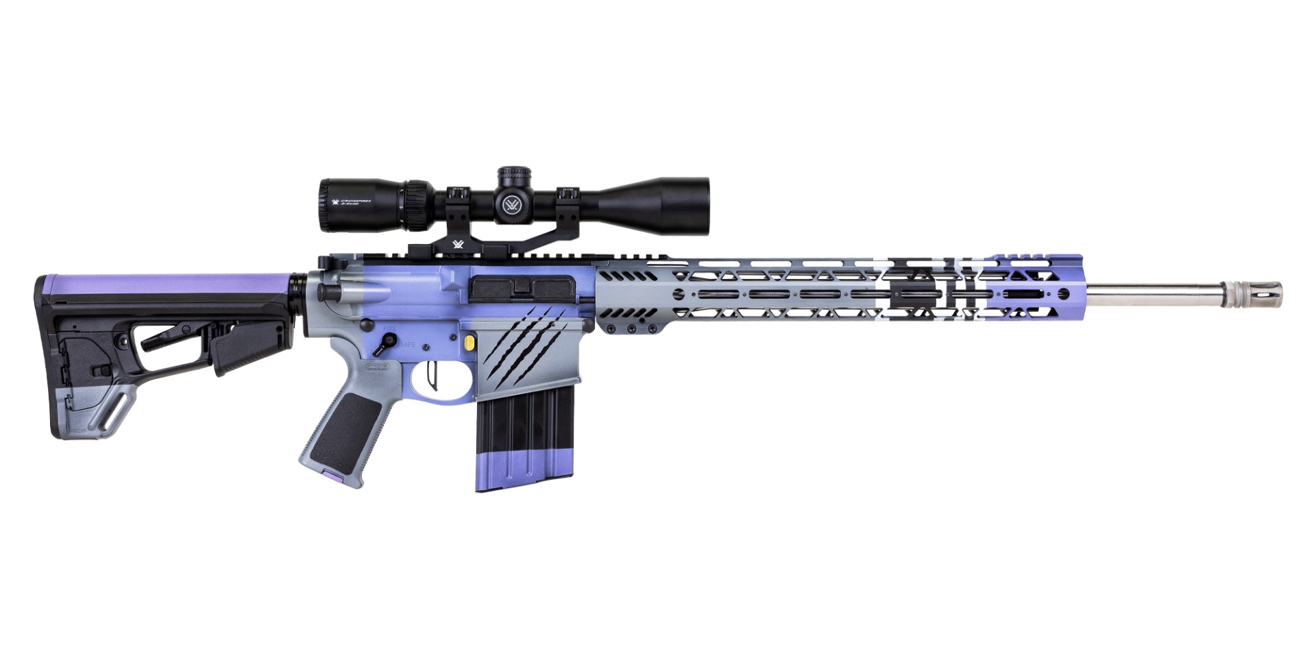 PSA Custom .308 Win 20" SS Rifle W/ PSA Custom Flatbow FCG, Vortex Crossfire II 3-9x40 - Saharan King - Psa Custom