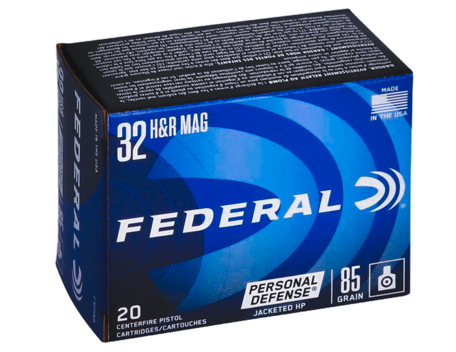 Federal Personal Defense .32 H&R Mag 85 gr JHP 20 Rounds Ammunition - C32HRB - Federal