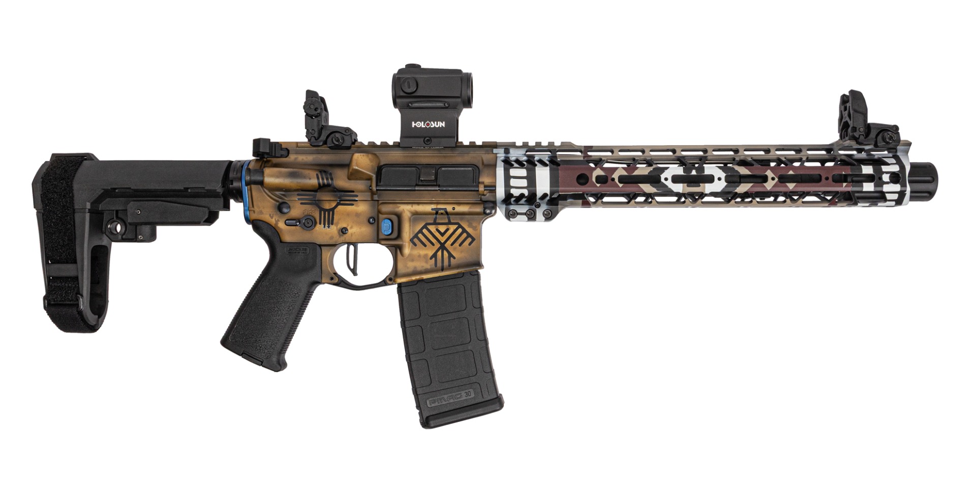 PSA Custom 11.5" 5.56 Nato 1/7 Nitride 12.5" Pistol W/ PSAC 3.5lb Flat FCG, MBUS, Holosun Red Dot - Nighthawk - Psa Custom