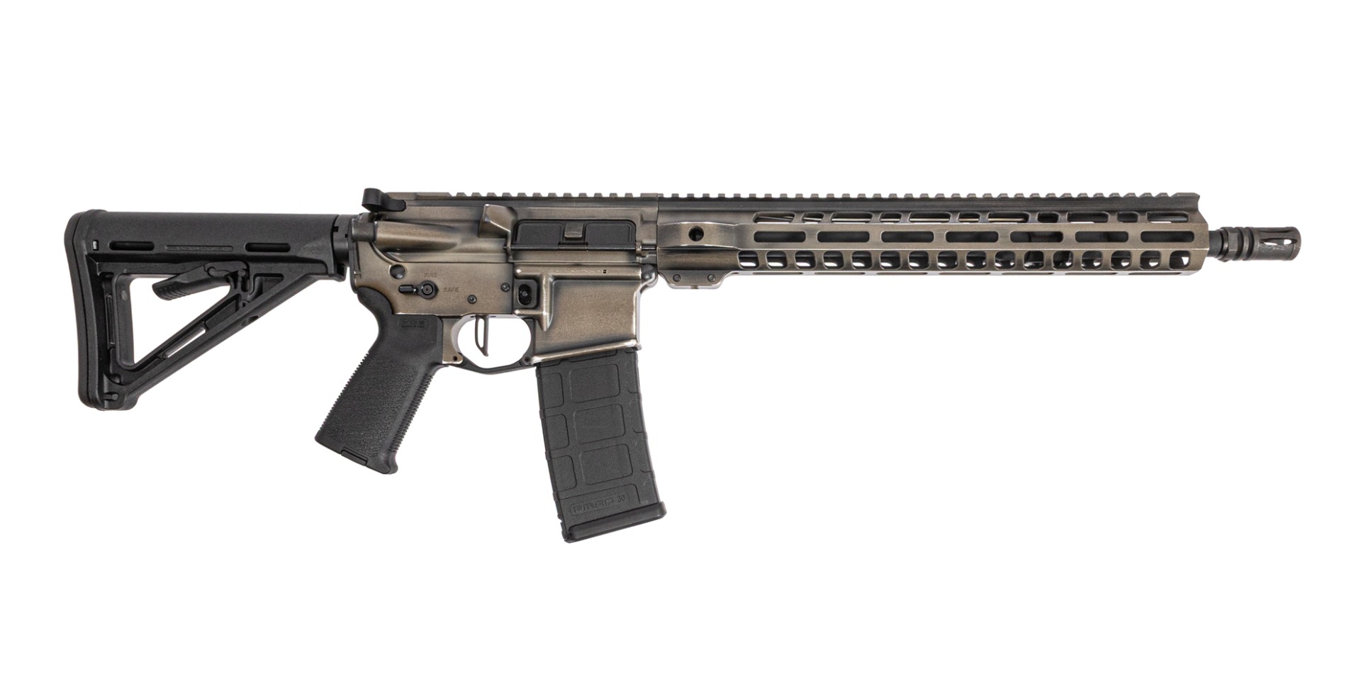 PSA Custom 14.7" Mid-Length CHF 5.56 Nato 1:7 13.5" LTWT MLOK Upper Pinned & Welded W/3.5lb Flatbow FCG, Bronze