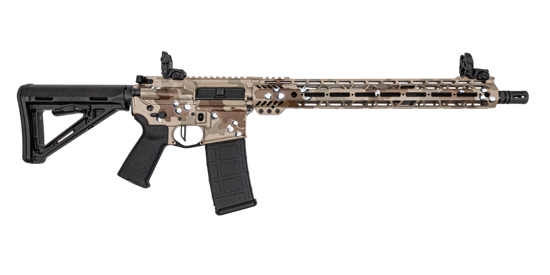 PSA Custom 16" Mid-Length Pencil 5.56 NATO 1/7 Nitride 15" LtWt Rifle W/ PSA Custom 3.5lb Flatbow FCG, Chocolate Chip - Psa Custom