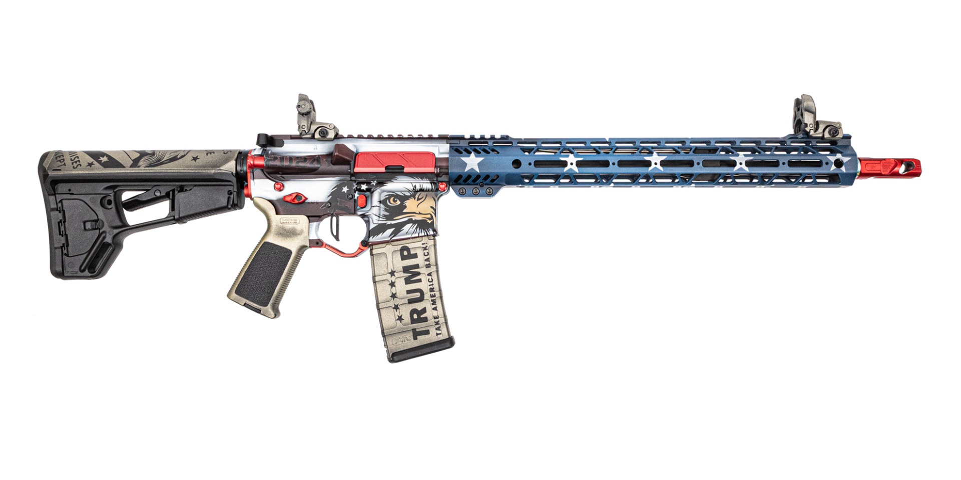 PSA Custom 16" Mid-length Pencil 5.56 NATO 1/7 Nitride 15" LtWt Mlok Rifle, 3.5 flat FCG - Trump - Psa Custom