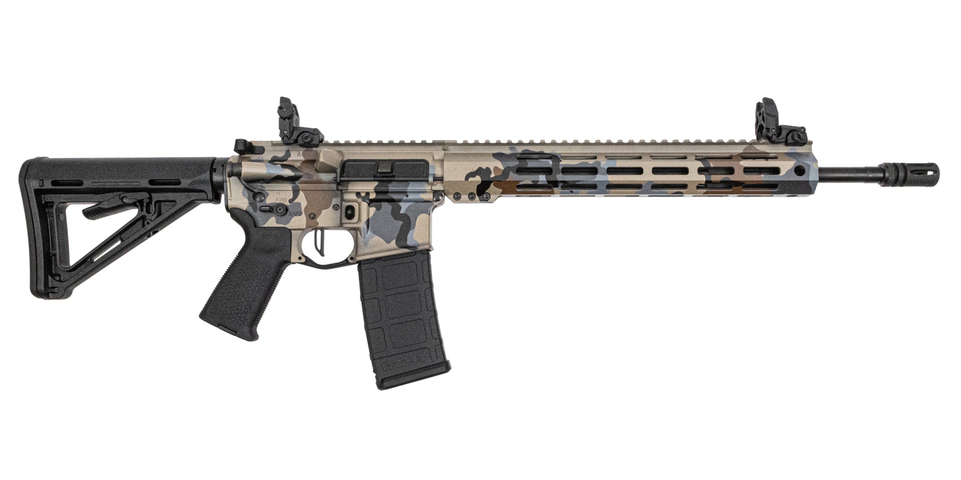 PSA Custom 16" Mid Pencil 5.56 1/7 Nitride 15" LTWT MLok Rifle, 3.5lb Flat - Western Rocky Camo - Psa Custom