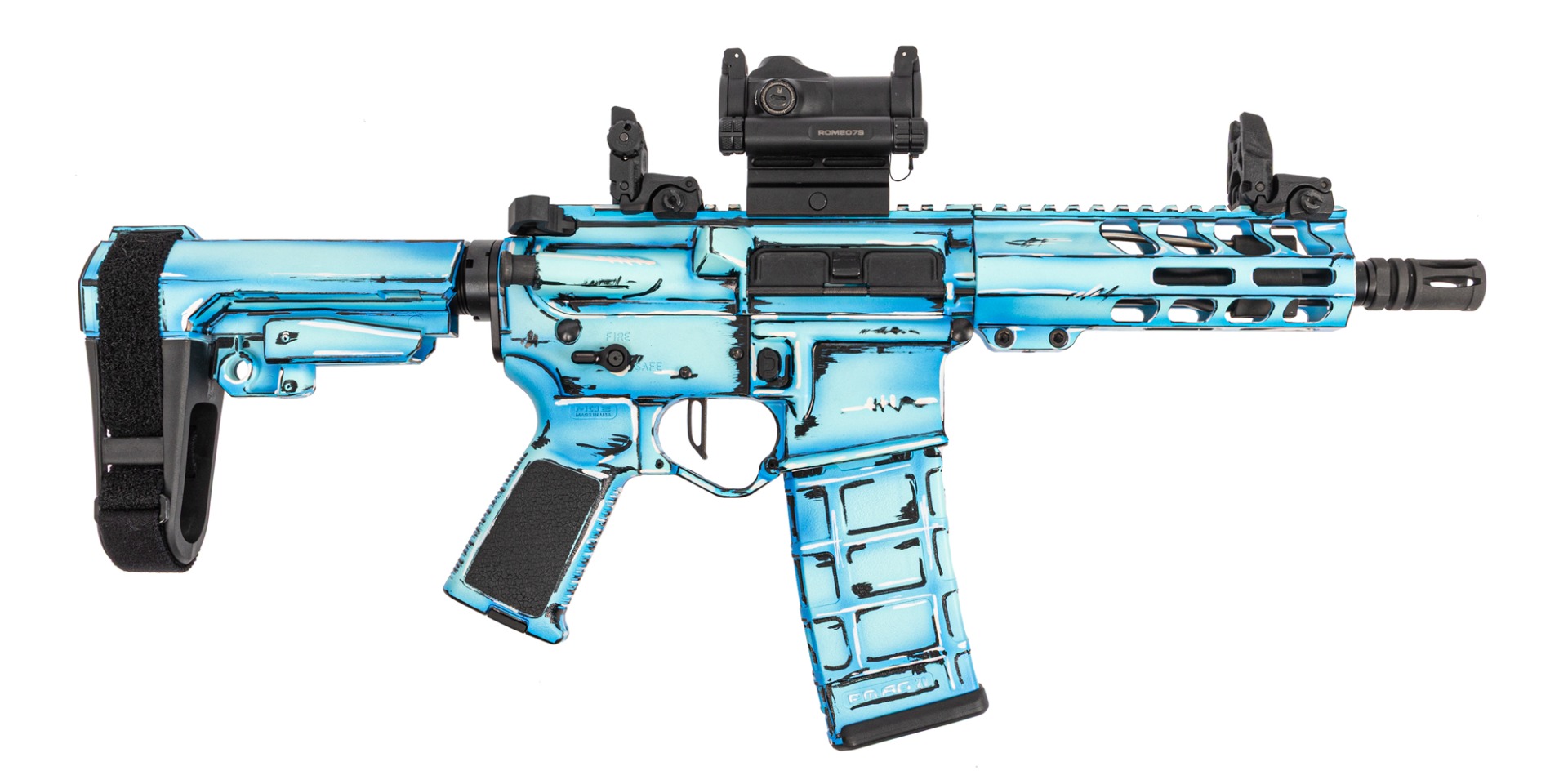 PSA Custom 556 Nato 7" Pistol W/ Flatbow FCG, Mbus Backup Sights, Romeo 7s Red dot - Outline - Psa Custom