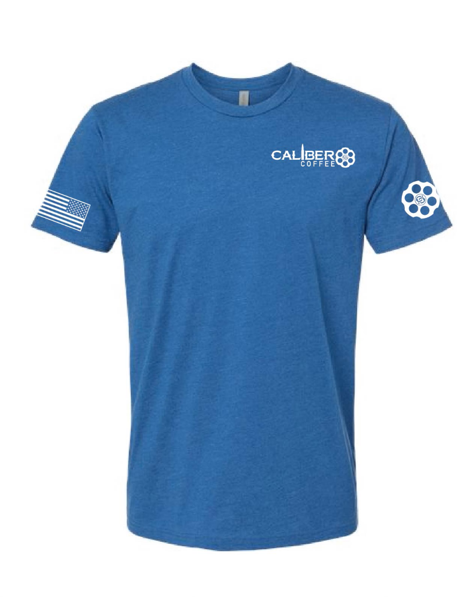 Caliber Coffee 2nd Amendment T-Shirt, Blue Large - Caliber Coffee