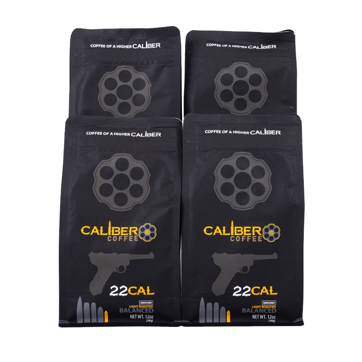 Caliber Coffee .22 Cal Light Roast, 12oz bag, Ground, 3lbs Bundle (4 bags)
