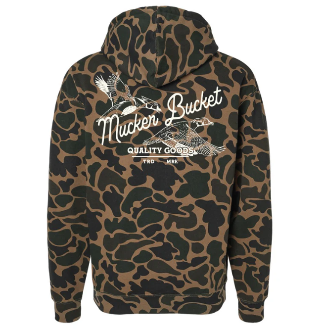 Mucker Bucket Wood Duck Camo Hoodie, Medium - MB-DUCKHOODIE-M - Mucker Bucket