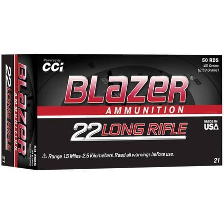CCI Blazer .22 Long Rifle 40gr LRN Ammunition 50rds - 0021 - Cci