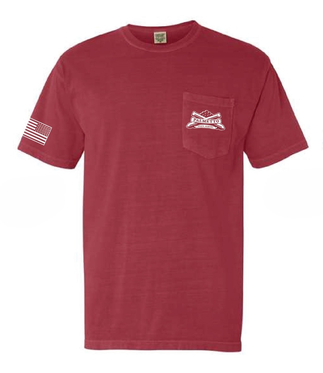 PSA Comfort Colors Pocket T-Shirt, Crimson w/ White Logo - 3X-Large - Palmetto State Armory